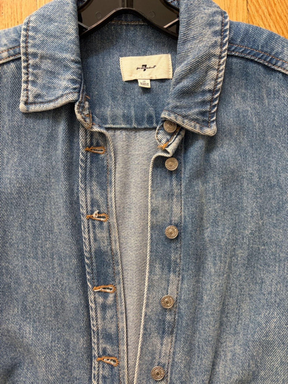 7 For All Mankind Classic Denim Dress in Volcanic Blue - Picture 4 of 5